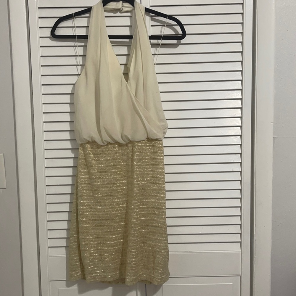 Women’s Gold Halter Dress